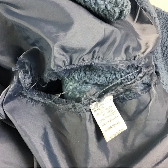 Sandro Fuzzy Sherpa Soft Button Front Hooded Teddy Jacket Size M in Blue - Picture 4 of 12
